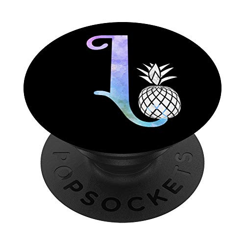 Letter L watercolor pineapple monogram, initial L PopSockets Grip and Stand for Phones and Tablets