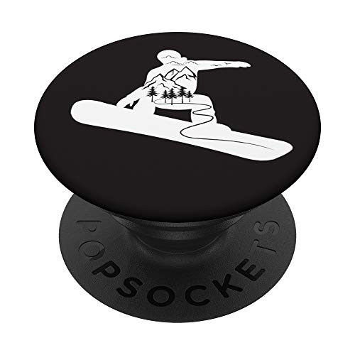 Snowboarder winter sports ski slope in mountains PopSockets Grip and Stand for Phones and Tablets