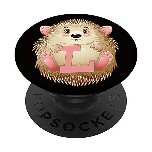 Initial L Hedgehog Letter Monogram, Pink PopSockets PopGrip: Swappable Grip for Phones  and  Tablets