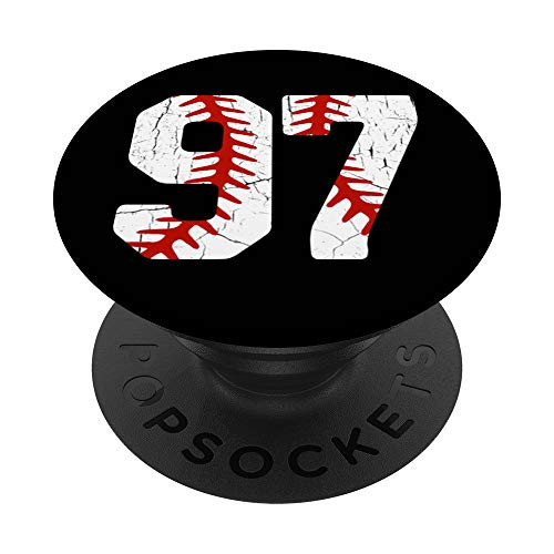 Baseball Player Jersey Number  97 97 Proud Baseball MOM DAD PopSockets Grip and Stand for Phones and Tablets