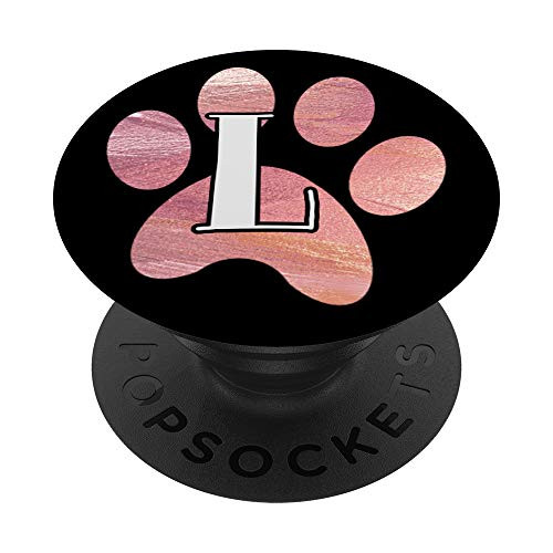 Paw Print White Letter L Initial Cat Dog Monogram PopSockets PopGrip: Swappable Grip for Phones  and  Tablets