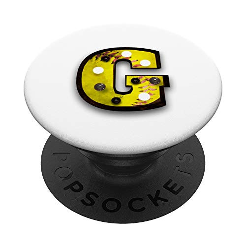 Softball Vintage Player Letter Initial-G Monogram Marquee-G PopSockets PopGrip: Swappable Grip for Phones  and  Tablets