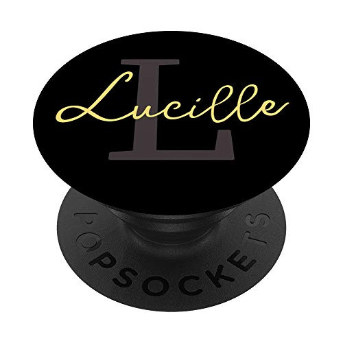 Lucille Name Personalized Monogram L Pastel Yellow Design PopSockets Grip and Stand for Phones and Tablets