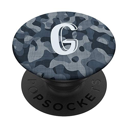 Camouflage Camo Blue For Boys Letter G PopSockets PopGrip: Swappable Grip for Phones  and  Tablets