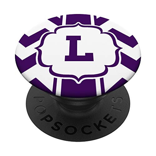 Purple Chevron Monogram Letter L Initial Monogrammed Name PopSockets Grip and Stand for Phones and Tablets