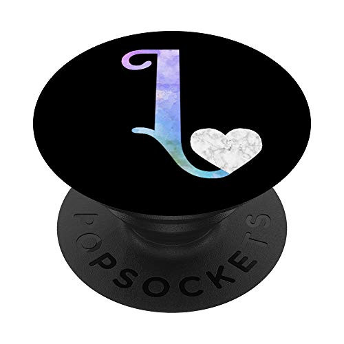 Letter L heart monogram, initial L watercolor for girls PopSockets Grip and Stand for Phones and Tablets