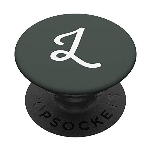 Matching Initial Letter L Midnight Green Alphabet Monogram PopSockets Grip and Stand for Phones and Tablets