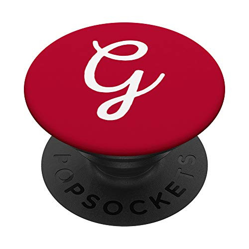 Initial Letter G Red Alphabet Monogram Matching PopSockets Grip and Stand for Phones and Tablets