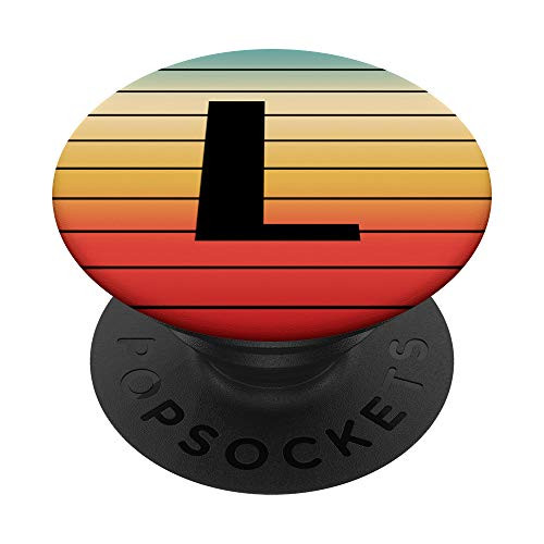 Letter L Initial Retro Monogram L PopSockets Grip and Stand for Phones and Tablets