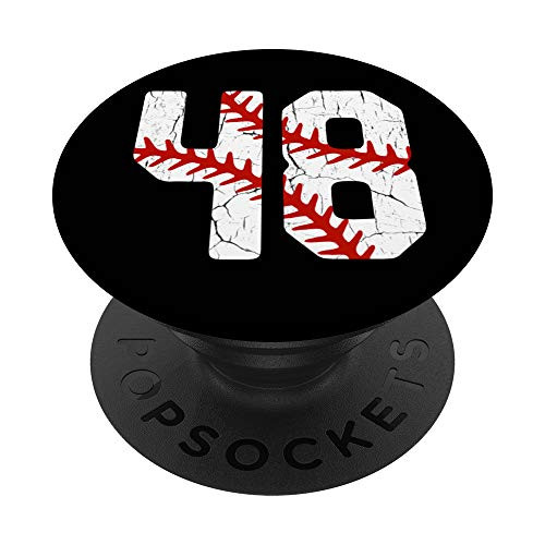 Baseball Player Jersey Number  48 48 Proud Baseball MOM DAD PopSockets Grip and Stand for Phones and Tablets