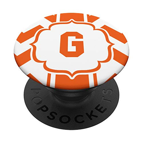 Orange Chevron Monogram Letter G Initial Monogrammed Name PopSockets Grip and Stand for Phones and Tablets