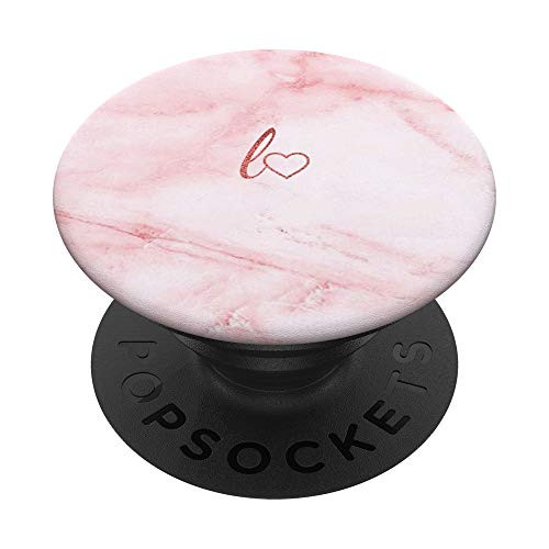 Red Initial Letter L Heart Minimalist Pink White PopSockets PopGrip: Swappable Grip for Phones  and  Tablets