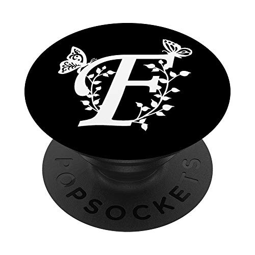 Black White Butterfly Letter F Initial Monogram PopSockets PopGrip: Swappable Grip for Phones  and  Tablets