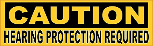 StickerTalk Caution Hearing Protection Required Vinyl Sticker, 10 inches by 3 inches