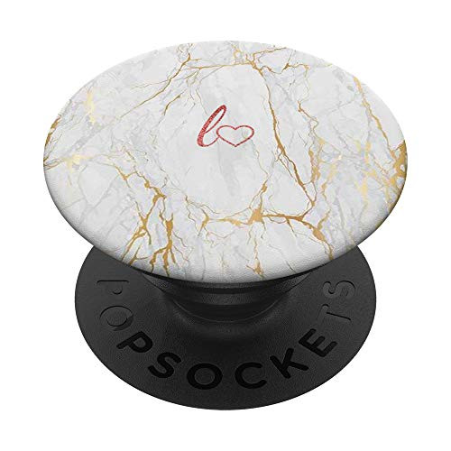 Red Initial Letter L Heart Minimalist Yellow White PopSockets PopGrip: Swappable Grip for Phones  and  Tablets