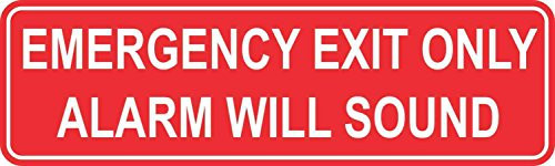 StickerTalk Emergency Exit Only Alarm Will Sound Vinyl Sticker, 10 inches by 3 inches