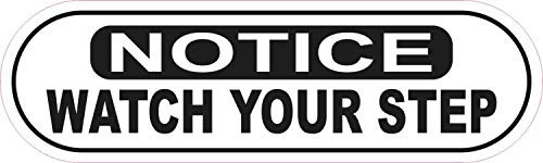 StickerTalk Oblong Notice Watch Your Step Vinyl Sticker, 10 inches by 3 inches