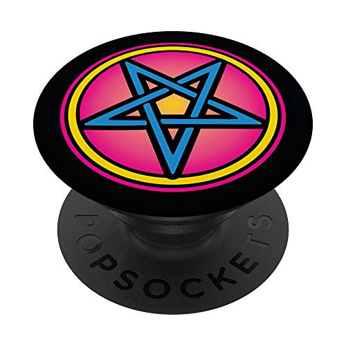 Pan Pride Flag Pentagram Pansexual LGBTQ Occult Pentacle PopSockets PopGrip: Swappable Grip for Phones  and  Tablets