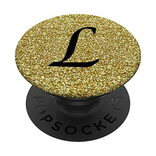 Gold Glamour Monogram Letter L Initial PopSockets Grip and Stand for Phones and Tablets