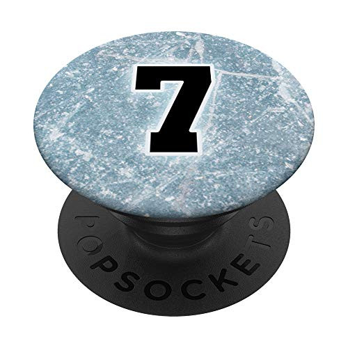 Ice Hockey Number 7 Design Sports Player on Rink - Hockey PopSockets Grip and Stand for Phones and Tablets