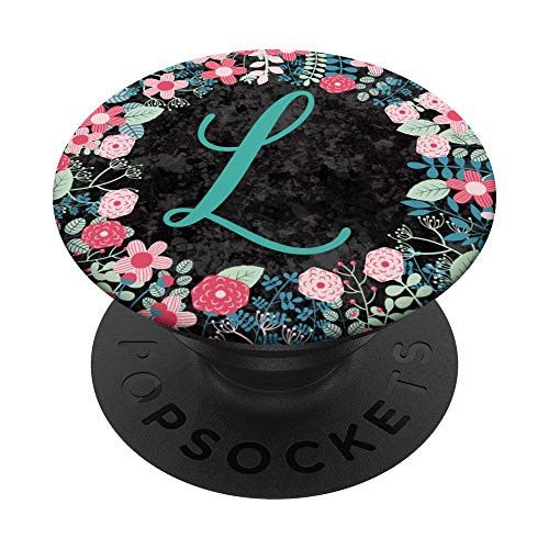 Monogram Letter L - Beautiful Floral Initial PopSockets Grip and Stand for Phones and Tablets