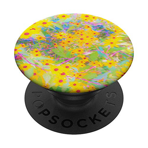 Pretty Impressionistic Yellow and Red Garden Flowers PopSockets PopGrip: Swappable Grip for Phones  and  Tablets