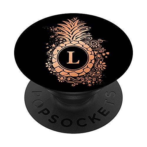 Pineapple Letter L Gift Monogram Initial L PopSockets Grip and Stand for Phones and Tablets