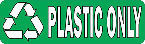 StickerTalk Plastic Only Recycling Vinyl Sticker, 10 inches by 3 inches