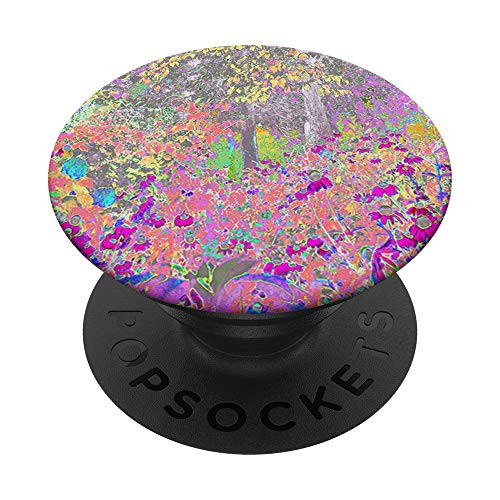Abstract Garden Sunrise Watercolor with Trippy Flowers PopSockets PopGrip: Swappable Grip for Phones  and  Tablets