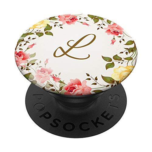 Letter L Gift Rose Floral Monogram Initial L PopSockets Grip and Stand for Phones and Tablets Letter L Gift Rose Floral Monogram Initial L PopSockets Grip and Stand for Phones and Tablets