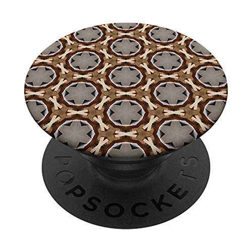 Kaleidoscope Pattern Mandala Burst Round Circle Khaki Brown PopSockets Grip and Stand for Phones and Tablets