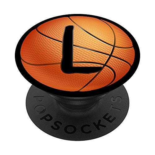 Letter L Initial Sports Ball Basketball Phone Grip PopSockets Grip and Stand for Phones and Tablets