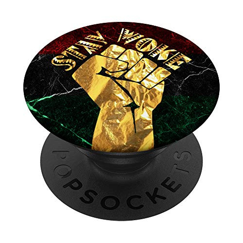 Stay Woke Black History Month Gift Pan African Flag PopSockets Grip and Stand for Phones and Tablets