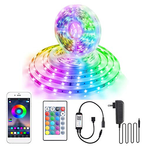 LED Lights for Bedroom Bluetooth 16.4ft, Smart LED Strip Lights Sync to Music Color Changing Lights 5050 RGB with APP Control, Remote for Home, TV, Bar and Party Decoration