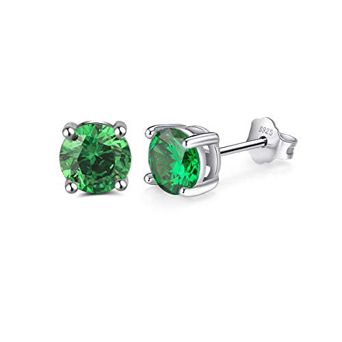 Fereendo 925 Sterling Silver Birthstone Stud Earrings Round Cut Cubic Zircon Emerald Birthstone Earrings Studs May Birthday Jewelry Gift for Women Teen Girls Fereendo 925 Sterling Silver Birthstone Stud Earrings Round Cut Cubic Zircon Emerald Birthstone Earrings Studs May Birthday Jewelry Gift for Women Teen Girls
