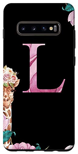 Galaxy S10Plus Animal Lover Monogram L Giraffe Alphabet Name Initial Letter Case