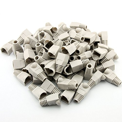 100 Pcs Cat5E CAT6 RJ45 Ethernet Network Cable Strain Relief Boots Cable Connector Plug Cover (Light Gray)