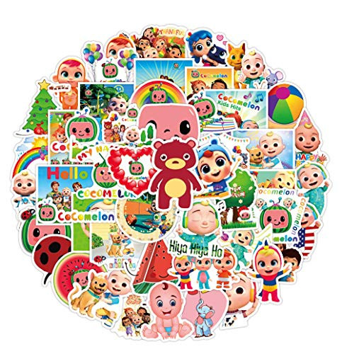 Aurivida Cocomelon Game Stickers Waterproof Decals for Hydro Flask for Laptop Computer Skateboard Water Bottles Guitar Car Motorcycle Bike PS Kids Teens Stickers (50pcs Cocomelon)