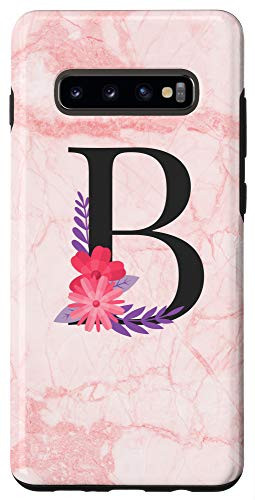 Galaxy S10Plus Cool Personalized Girly B Monogram Flowers Initial Letter Case