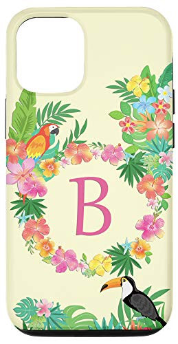 iPhone 12/12 Pro Summer Tropical Flowers Phone Case Initial B Summer Lover Case