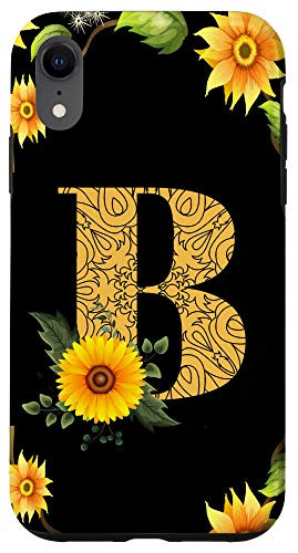 iPhone XR Sunflower Letter B phone case Elegant Initial Monogram Gift Case