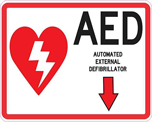 StickerTalk Arrow AED Vinyl Sticker, 5 inches by 4 inches