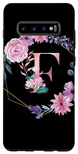 Galaxy S10Plus Personalized Girly Floral Capital F Alphabet Initial Letter Case