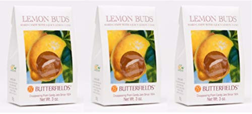 Butterfields Candy - Gourmet, Old-Fashioned Lemon Buds Hard Candy - Gluten Free - Made with 100 percent Real, Pure Cane Sugar - Handcrafted in the USA- 3oz (3 Pack)