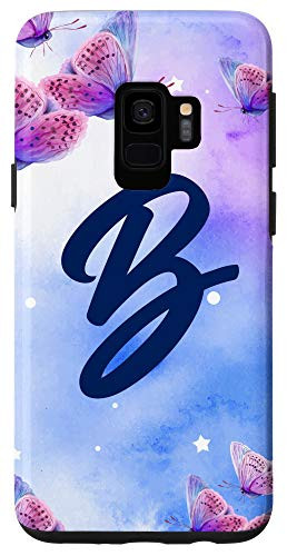 Galaxy S9 Butterfly Personalized Girly Monogram B Initial Letter Case