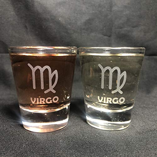 Alankathy Mugs Zodiac Signs Shot Glass set of 2 Aries Leo Cancer Pisces Scorpio Taurus Sagittarius Gemini Virgo Libra Capricorn Aquarius (VIRGO)