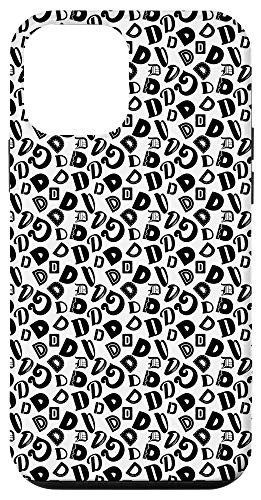 iPhone 12 mini Alphabet Letter D Monogram Initial Black White Pattern Gift Case