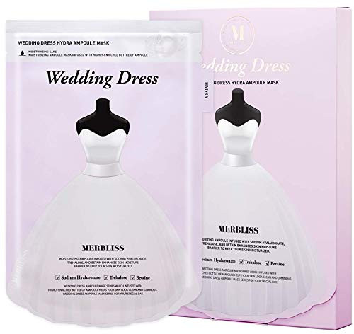 MERBLISS Wedding Dress Hydra Ampoule Mask(5ea)-for Dry Skin with Sodium Hyaluronate, Panthenol and Betaine