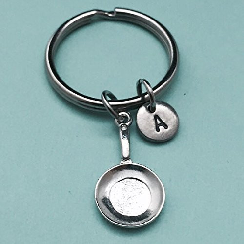 Frying pan keychain, frying pan charm, pan keychain, personalized keychain, initial keychain, initial charm, customized, monogram