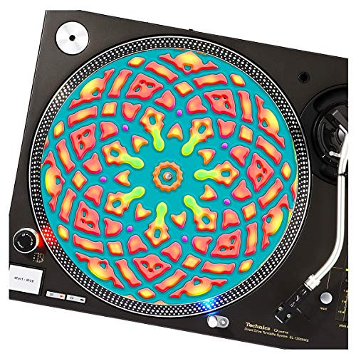 Aqua Neon - GLOW Series DJ Turntable Slipmat (glows under black light)